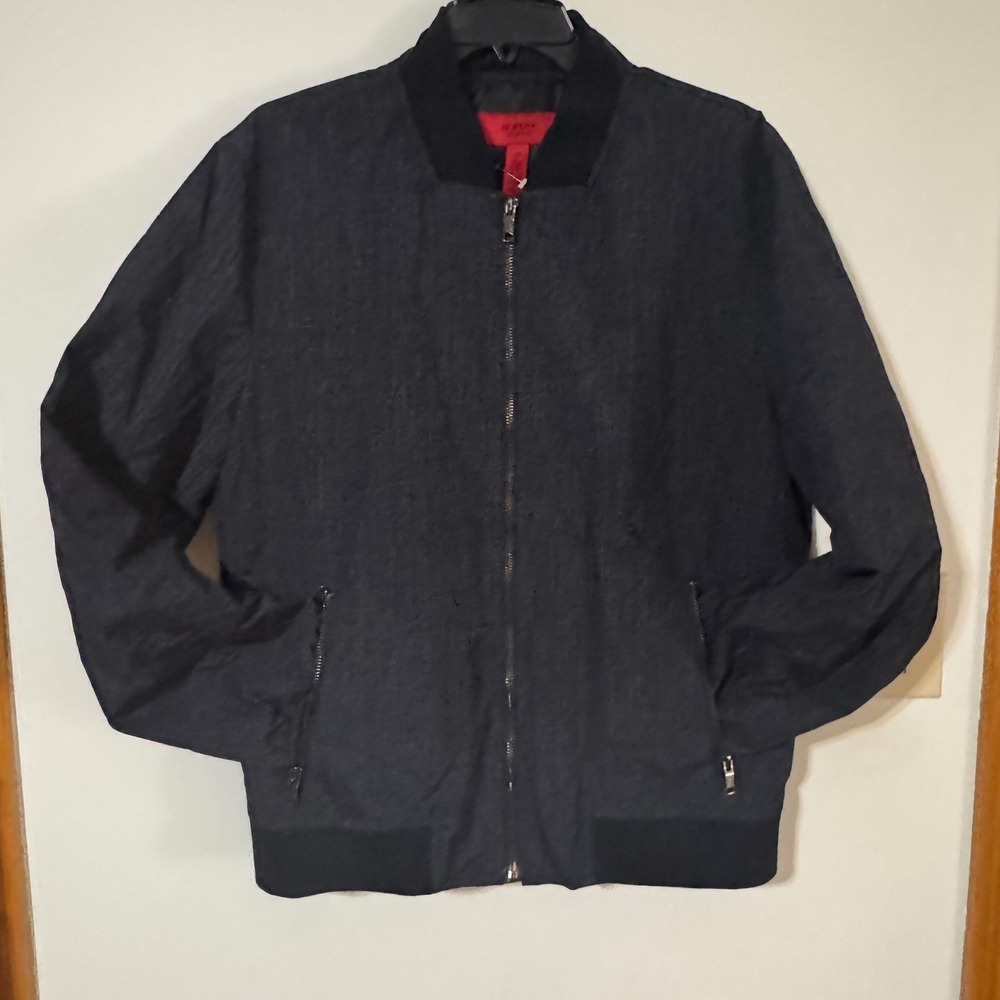 ALFANI Slim Fit Men's‎ Black Textured Bomber Jacket Size M
